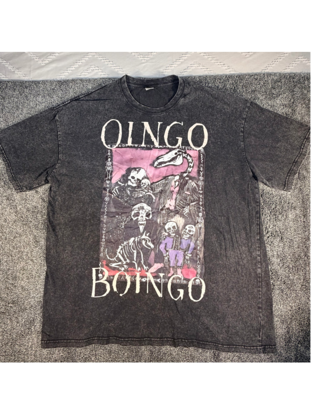 Oingo Boingo Shirt Skeletons in the Closet Acid Wash Band Tee Size XXL